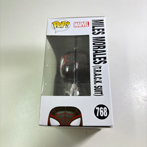 BOX FLAWS VIEW PHOTOS Spider-man Miles Morales TRACK SUIT  - Marvel Funko Pop 768 Vinyl Figure