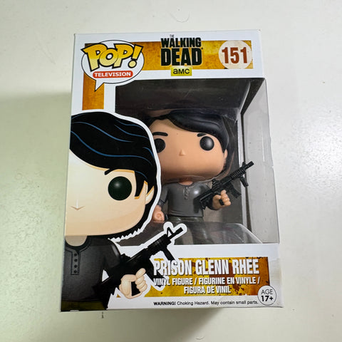 BOX STAINS VIEW PHOTOS Glenn Rhee (Prison) - The Walking Dead Funko Pop Vinyl Figure 151 (11.4 Cm L × 8.9 Cm W × 15.9 Cm H)