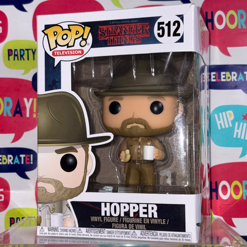 BOX FLAWS VIEW PHOTOS Hopper - Stranger Things Funko Pop 512 Vinyl Figure (11.4 Cm L × 8.9 Cm W × 15.9 Cm H)