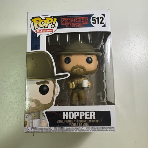 BOX FLAWS VIEW PHOTOS Hopper - Stranger Things Funko Pop 512 Vinyl Figure (11.4 Cm L × 8.9 Cm W × 15.9 Cm H)