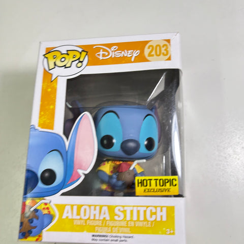 BOX DAMAGE VIEW PHOTOS Stitch (Aloha) - Disney Funko Pop 203 Vinyl Figure Exclusive