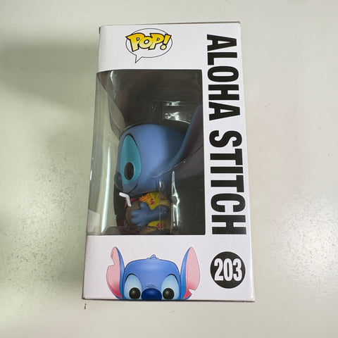 BOX DAMAGE VIEW PHOTOS Stitch (Aloha) - Disney Funko Pop 203 Vinyl Figure Exclusive
