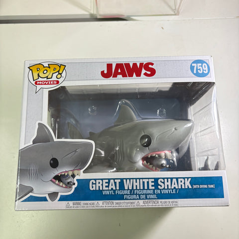 Great White Shark with Tank - Jaws Funko Pop Vinyl Figure 759 (33.0 Cm L × 12.1 Cm W × 20.3 Cm H)