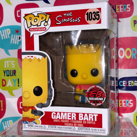 BOX DAMAGE VIEW PHOTOS Gamer Bart - The Simpsons  Funko Pop 1035 Vinyl Figure Exclusive