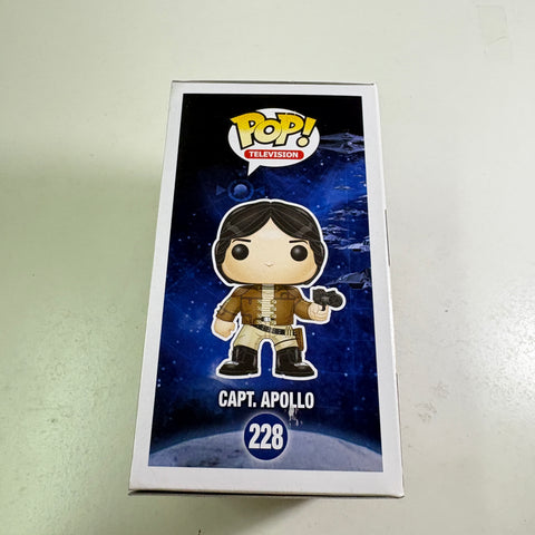BOX FLAWS VIEW PHOTOS Captain Apollo - Battlestar Galactica Funko Pop 228 Vinyl Figure (11.4 Cm L × 8.9 Cm W × 15.9 Cm H)