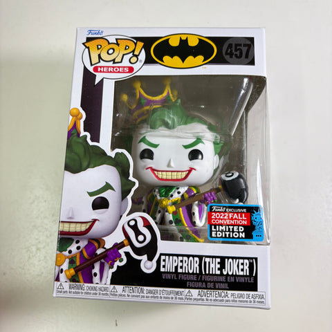 BOX FLAWS VIEW PHOTOS The Joker (Emperor)  - DC Funko Pop 457 Vinyl Figure Fall Convention