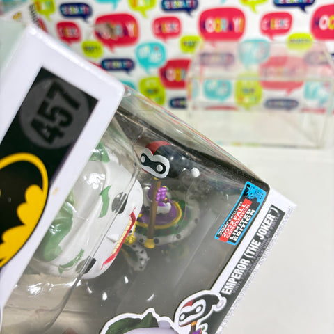 BOX FLAWS VIEW PHOTOS The Joker (Emperor)  - DC Funko Pop 457 Vinyl Figure Fall Convention