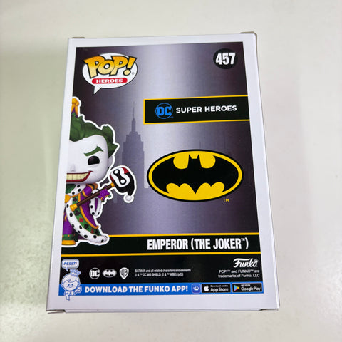 BOX FLAWS VIEW PHOTOS The Joker (Emperor)  - DC Funko Pop 457 Vinyl Figure Fall Convention