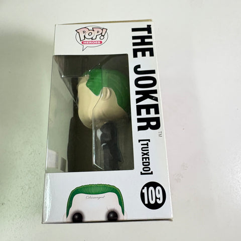 SEVERE BOX DAMAGE SUN FADED The Joker (Suicide Squad in Tuxedo)  - DC Funko Pop 109 Vinyl Figure