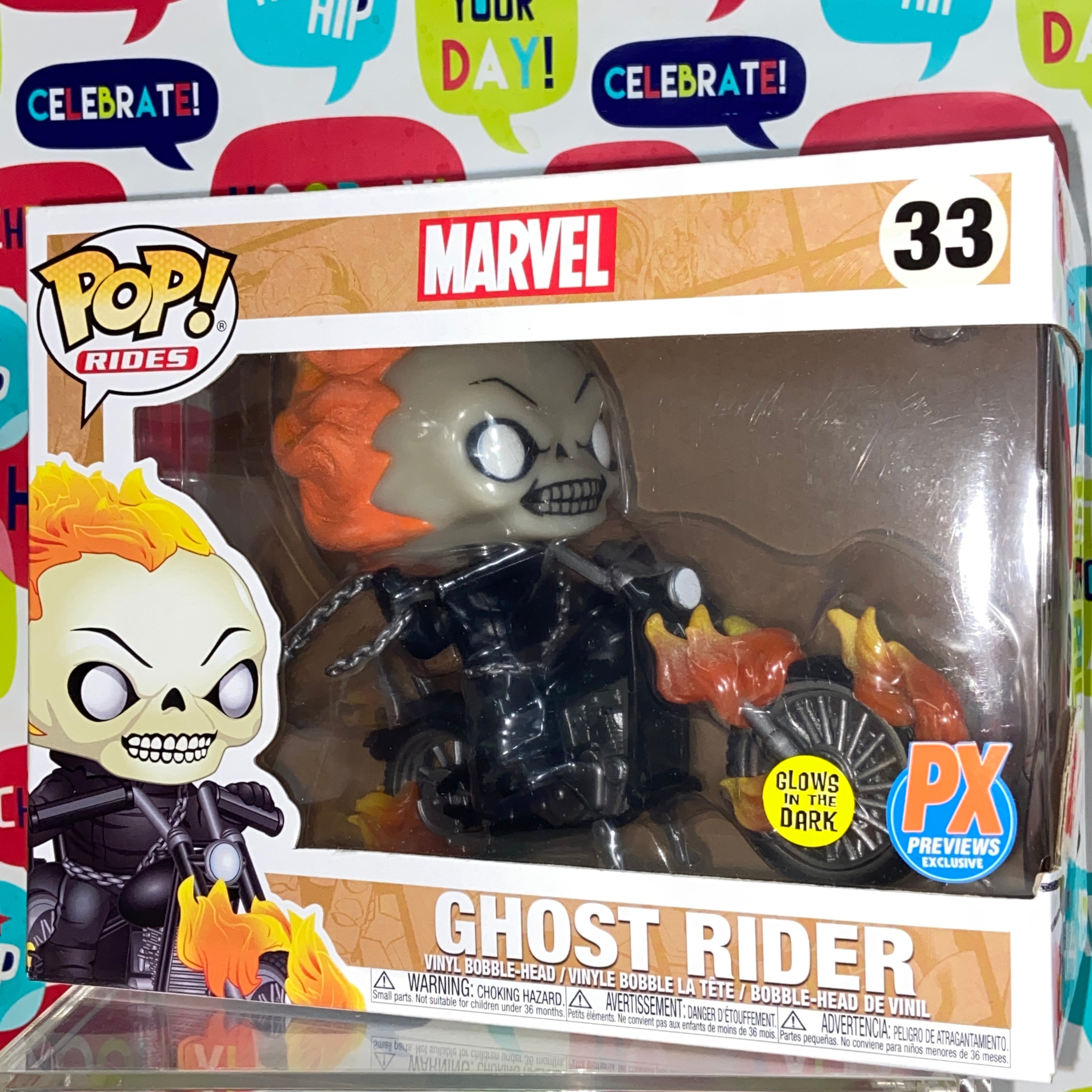 Popular Marvel Glow in the Dark Ghost Rider Rides Funko Pop Figure