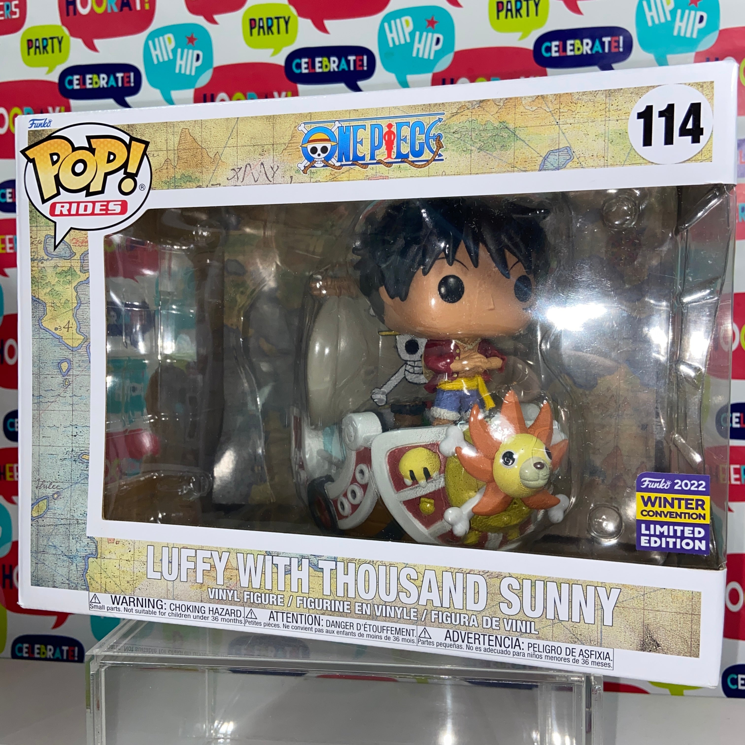 Luffy with 2024 Thousand Sunny Funko Pop! Ride #114 Broken flag