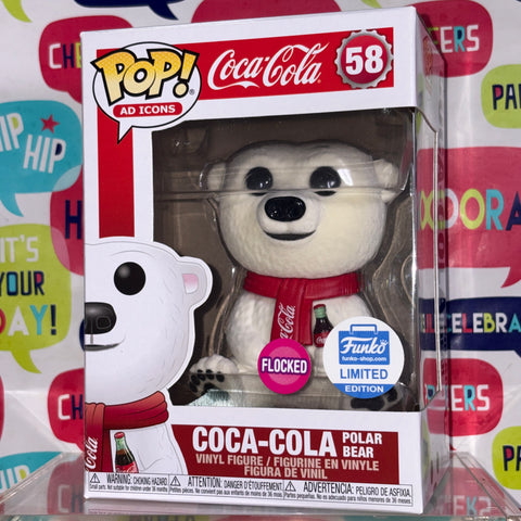Coca-Cola Polar Bear FLOCKED - Ad Icons Funko Pop 58 Vinyl Figure (11.4 Cm L × 8.9 Cm W × 15.9 Cm H)