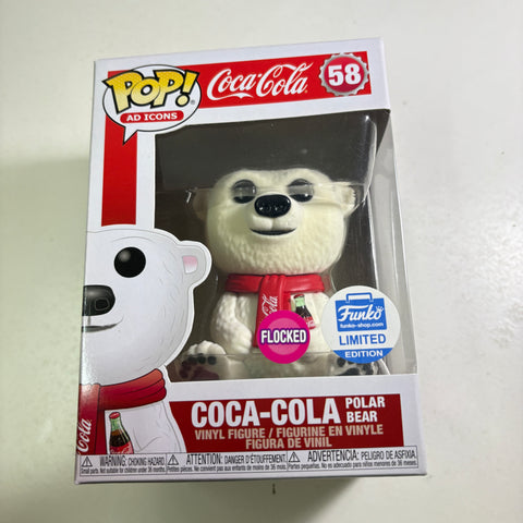 Coca-Cola Polar Bear FLOCKED - Ad Icons Funko Pop 58 Vinyl Figure (11.4 Cm L × 8.9 Cm W × 15.9 Cm H)