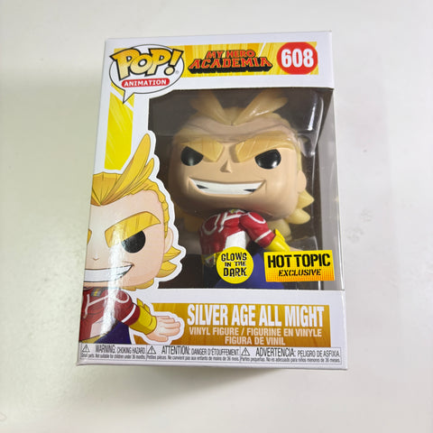 All Might (Silver Age) Exclusive GLOW IN THE DARK - My Hero Academia  Funko Pop 608 Vinyl Figure Anime