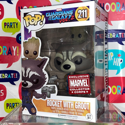 Guardians of The Galaxy - Rocket with Groot Marvel Funko Pop 211 Collector Corps