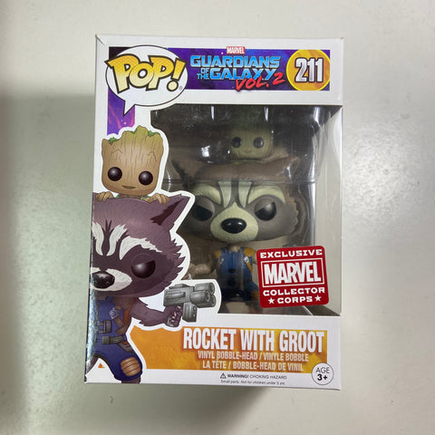Guardians of The Galaxy - Rocket with Groot Marvel Funko Pop 211 Collector Corps