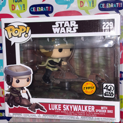 BOX FLAWS VIEW PHOTOS Luke Skywalker with Speeder Bike - Star Wars Funko Pop Vinyl Figure 229