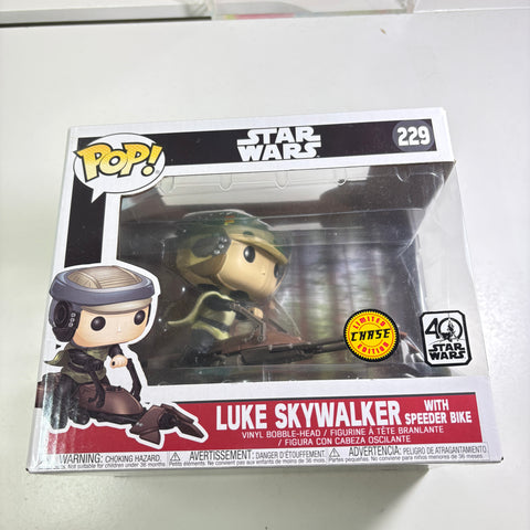 BOX FLAWS VIEW PHOTOS Luke Skywalker with Speeder Bike - Star Wars Funko Pop Vinyl Figure 229