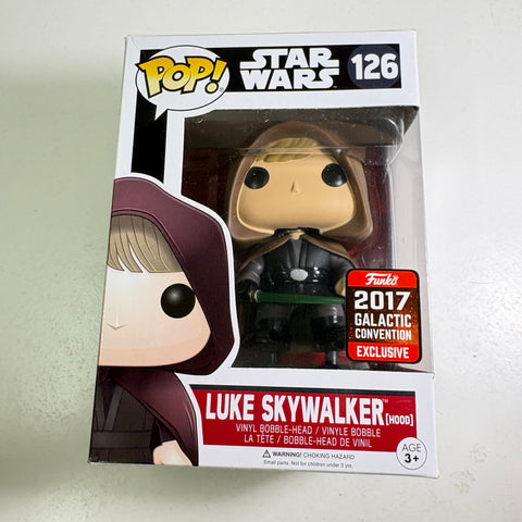 BOX FLAWS VIEW PHOTOS Luke Skywalker (Hood) - Star Wars Funko Pop 126 Vinyl Figure Exclusive