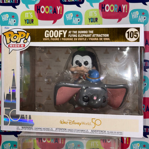 BOX FLAWS VIEW PHOTOS Goofy at Dumbo The Flying Elephant Attraction - Disney Funko Pop 105 Vinyl Figure (33.0 Cm L × 12.1 Cm W × 20.3 Cm H)