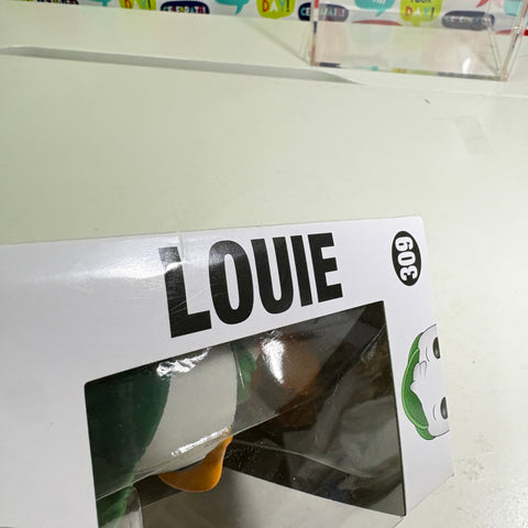 BOX FLAW VIEW PHOTOS Louie - Ducktales Disney Funko Pop 309 Vinyl Figure (11.4 Cm L × 8.9 Cm W × 15.9 Cm H)