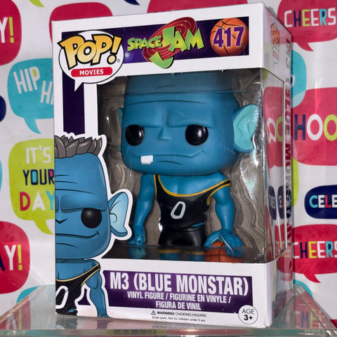 BOX FLAWS VIEW PHOTOS M3 Blue Monstar - Space Jam Funko Pop 417 Vinyl Figure (11.4 Cm L × 8.9 Cm W × 15.9 Cm H)