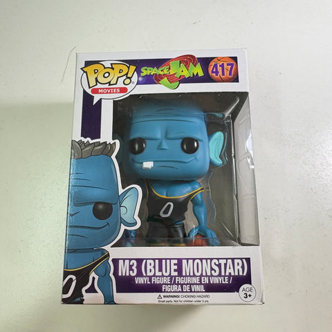 BOX FLAWS VIEW PHOTOS M3 Blue Monstar - Space Jam Funko Pop 417 Vinyl Figure (11.4 Cm L × 8.9 Cm W × 15.9 Cm H)