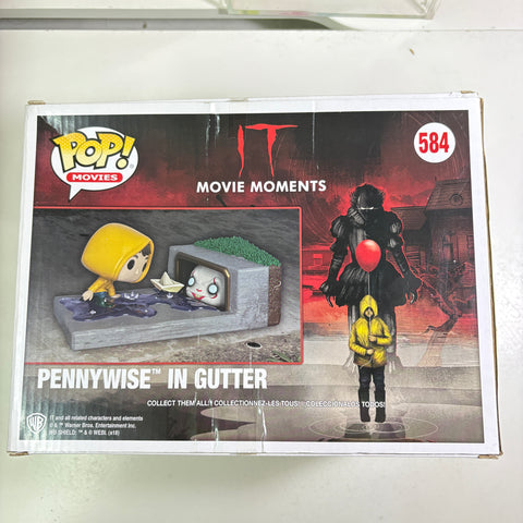 BOX FLAWS VIEW PHOTOS Pennywise in Gutter - IT Funko Pop 585 (15.9 × 11.4 × 8.9) Vinyl Figure Exclusive