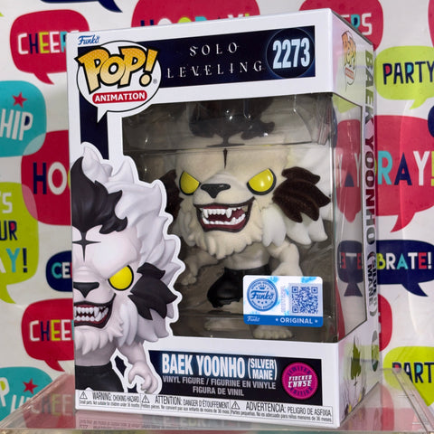 FLOCKED CHASE Baek Yoonho Silvermane - Solo Leveling Funko Pop 2273 Vinyl Figure (15.9 × 11.4 × 8.9)