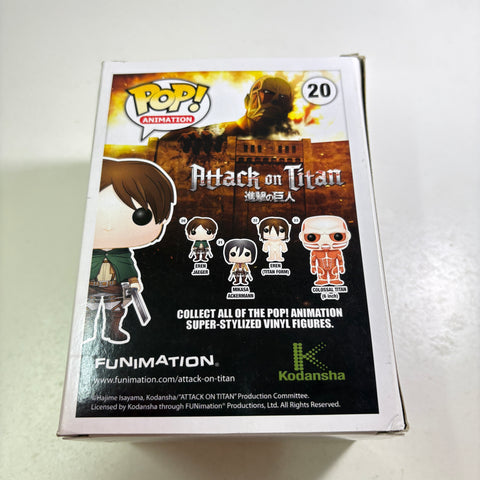 BOX FLAWS VIEW PHOTOS Eren Jaeger - Attack on Titan Funko Pop 20 Vinyl Figure (11.4 Cm L × 8.9 Cm W × 15.9 Cm H)