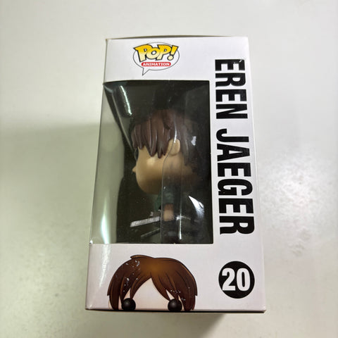 BOX FLAWS VIEW PHOTOS Eren Jaeger - Attack on Titan Funko Pop 20 Vinyl Figure (11.4 Cm L × 8.9 Cm W × 15.9 Cm H)