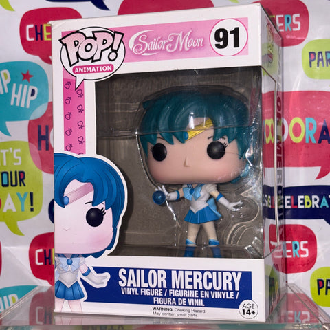 SUNFADED BOX VIEW PHOTOS Sailor Mercury - Funko Pop 91 Vinyl Figure (11.4 Cm L × 8.9 Cm W × 15.9 Cm H))