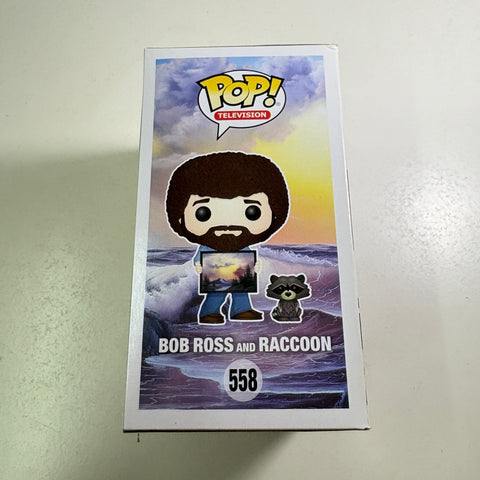 BOX FLAWS VIEW PHOTOS Bob Ross & Raccoon Funko Pop 558 (11.4 Cm L × 8.9 Cm W × 15.9 Cm H)