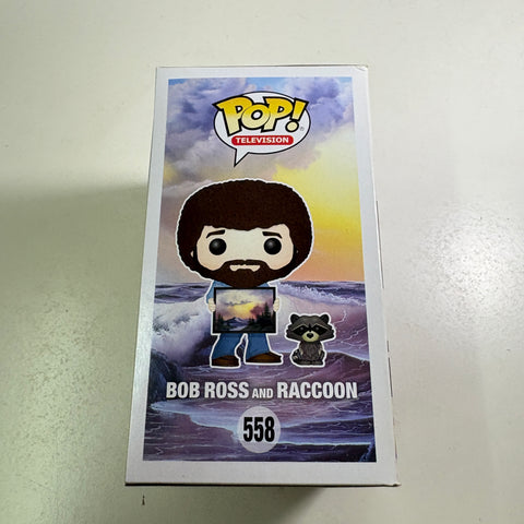 BOX FLAWS VIEW PHOTOS Bob Ross & Raccoon Funko Pop 558 (11.4 Cm L × 8.9 Cm W × 15.9 Cm H)