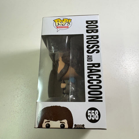 BOX FLAWS VIEW PHOTOS Bob Ross & Raccoon Funko Pop 558 (11.4 Cm L × 8.9 Cm W × 15.9 Cm H)
