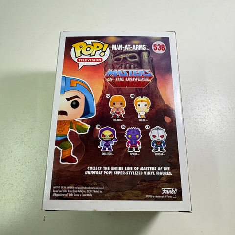 BOX FLAWS VIEW PHOTOS Man at Arms - Masters of The Universe Funko Pop 538 Exclusive (11.4 Cm L × 8.9 Cm W × 15.9 Cm H)