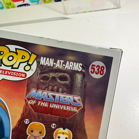 BOX FLAWS VIEW PHOTOS Man at Arms - Masters of The Universe Funko Pop 538 Exclusive (11.4 Cm L × 8.9 Cm W × 15.9 Cm H)