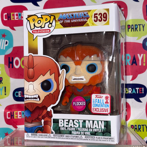 BOX FLAWS VIEW PHOTOS Beast Man FLOCKED - Masters of the Universe Funko Pop 539 Vinyl Figure (11.4 Cm L × 8.9 Cm W × 15.9 Cm H)