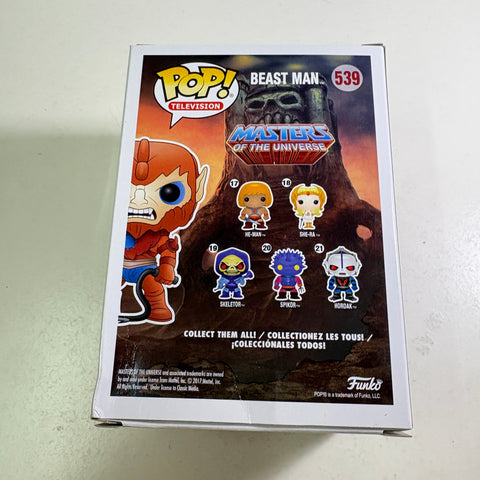 BOX FLAWS VIEW PHOTOS Beast Man FLOCKED - Masters of the Universe Funko Pop 539 Vinyl Figure (11.4 Cm L × 8.9 Cm W × 15.9 Cm H)