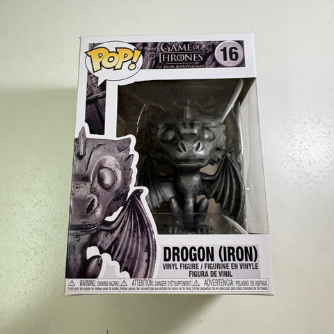 SEVERE BOX DAMAGE VIEW PHOTOS Drogon (iron) - Game of Thrones Funko Pop 16 Vinyl Figure Exclusive (11.4 Cm L × 8.9 Cm W × 15.9 Cm H)