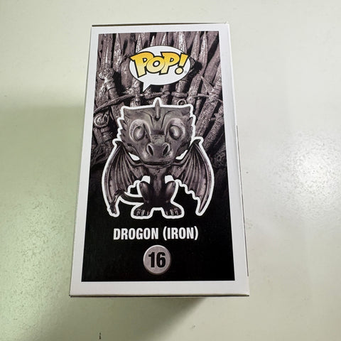 SEVERE BOX DAMAGE VIEW PHOTOS Drogon (iron) - Game of Thrones Funko Pop 16 Vinyl Figure Exclusive (11.4 Cm L × 8.9 Cm W × 15.9 Cm H)