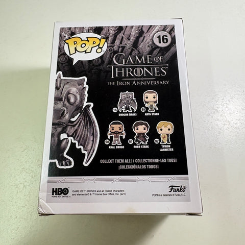SEVERE BOX DAMAGE VIEW PHOTOS Drogon (iron) - Game of Thrones Funko Pop 16 Vinyl Figure Exclusive (11.4 Cm L × 8.9 Cm W × 15.9 Cm H)