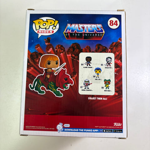 He-Man on Battle Cat FLOCKED - Masters of the Universe Funko Pop 84 Vinyl Figure (22.8 Cm L × 16.5 Cm W × 14 Cm H)