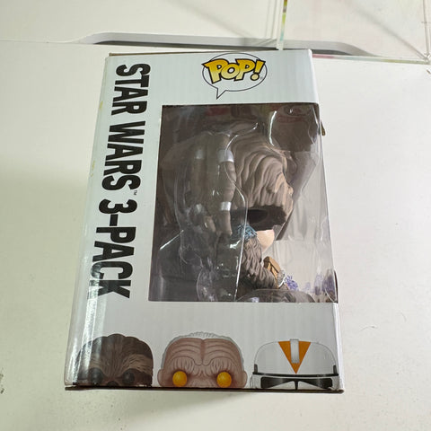 BOX FLAWS VIEW PHOTOS Tarfful/Unhooded Emperor/Utapau Clone Trooper- Star Wars Funko Pop Vinyl Figure 3-Pack (15.9 Cm H × 23.3 Cm W × 9.3 Cm D)
