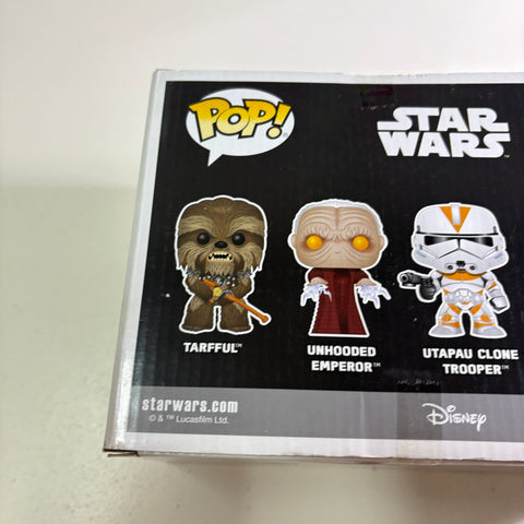 BOX FLAWS VIEW PHOTOS Tarfful/Unhooded Emperor/Utapau Clone Trooper- Star Wars Funko Pop Vinyl Figure 3-Pack (15.9 Cm H × 23.3 Cm W × 9.3 Cm D)