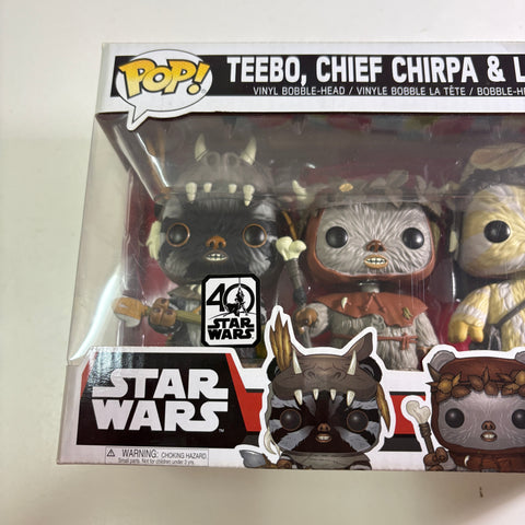 BOX FLAWS VIEW PHOTOS Teebo/Chief Chirpa/Logray - Star Wars Funko Pop Vinyl Figure 3-Pack (15.9 Cm H × 23.3 Cm W × 9.3 Cm D)