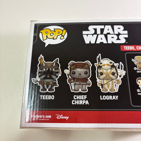 BOX FLAWS VIEW PHOTOS Teebo/Chief Chirpa/Logray - Star Wars Funko Pop Vinyl Figure 3-Pack (15.9 Cm H × 23.3 Cm W × 9.3 Cm D)