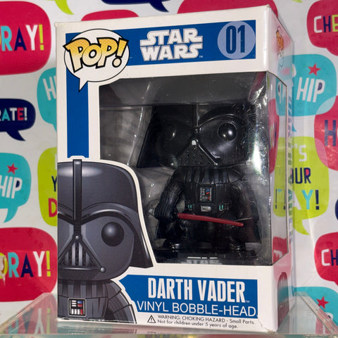 Darth Vader LARGE FONT BLUE BOX - Star Wars Funko Pop Vinyl Figure (11.4 Cm L × 8.9 Cm W × 15.9 Cm H)