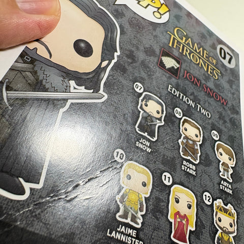BOX FLAWS VIEW PHOTOS Jon Snow- Game of Thrones Funko Pop Vinyl Figure Exclusive (11.4 Cm L × 8.9 Cm W × 15.9 Cm H)