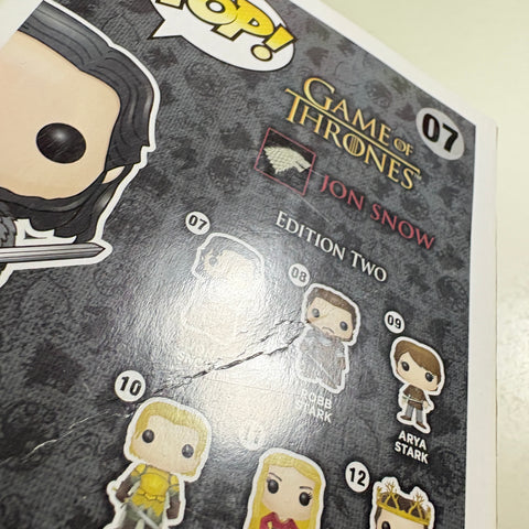 BOX FLAWS VIEW PHOTOS Jon Snow- Game of Thrones Funko Pop Vinyl Figure Exclusive (11.4 Cm L × 8.9 Cm W × 15.9 Cm H)